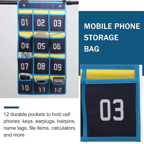 12 POCKETS HANGING STORAGE ORGANIZER FOR PHONES & ACCESSORIES 