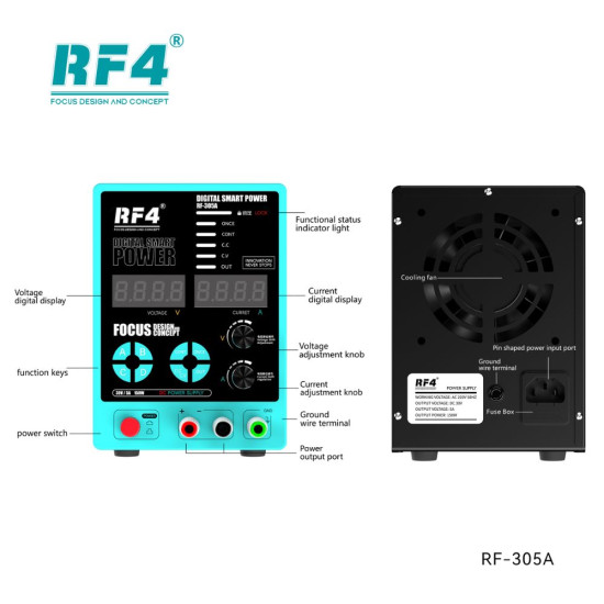 RF4 RF-305A MULTIFUNCTIONAL ADJUSTABLE DC POWER SUPPLY WITH SHORTKILLER FUNCTION - ( 30V / 5AMP )