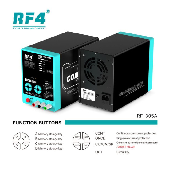 RF4 RF-305A MULTIFUNCTIONAL ADJUSTABLE DC POWER SUPPLY WITH SHORTKILLER FUNCTION - ( 30V / 5AMP )