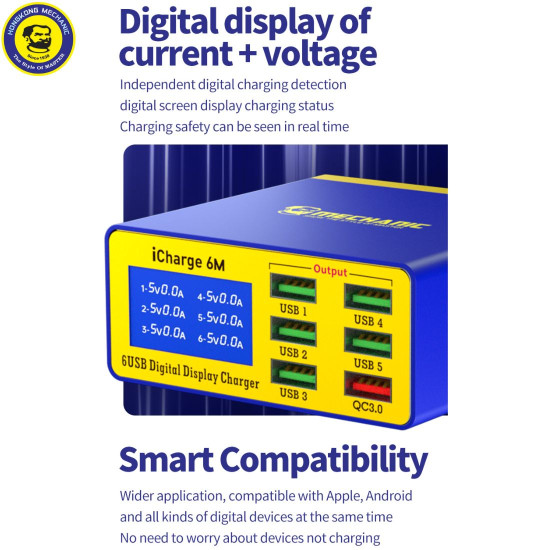 MECHANIC ICHARGE 6M USB SMART LIGHTNING CHARGER WITH QC 3.0 PORT - 40W