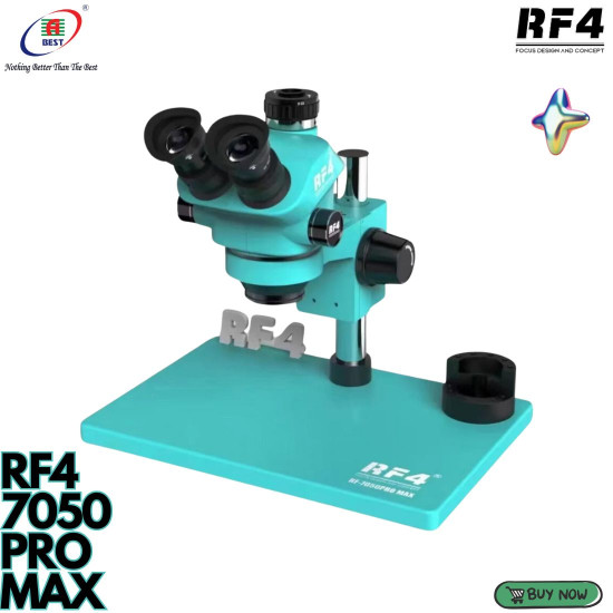 RF4 RF-7050 PRO MAX WITH SCREWDRIVER STAND (3D CONTINUOUS WITH GEAR ZOOM) 7X~50X TRINOCULAR STEREO MICROSCOPE - 2024 EDITION