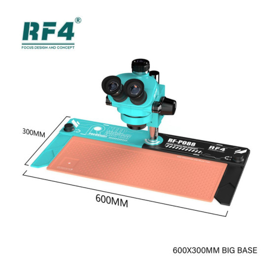 RF4 RF-7050 PRO P088 7X-50X SYNCHRONOUS ZOOM TRINOCULAR STEREO MICROSCOPE WITH ALUMINUM ALLOY BASE & THERMOPLASTIC RUBBER MAT