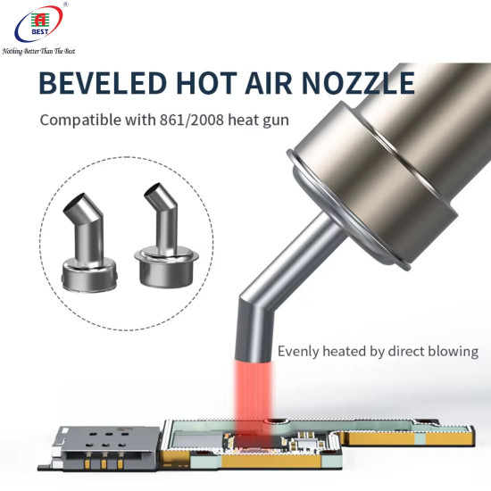 45° BEVELED DIRECT BLOWING HOT AIR NOZZLES FOR QUICK 2008 / 858D HOT AIR GUN - 8MM