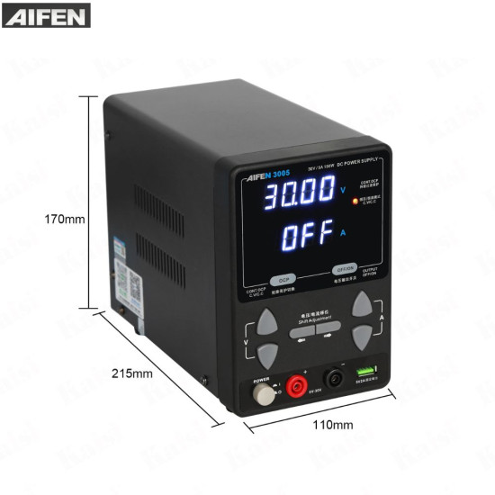 AIFEN 3005 (30V~5A) INTELLIGENT ADJUSTABLE DC REGULATE SWITCH POWER SUPPLY - 150W