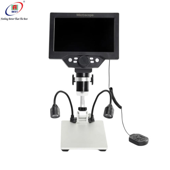 B1200 DIGITAL MICROSCOPE WITH 7 INCH LARGE HD DISPLAY (1-1200X) CONTINUOUS AMPLIFICATION MAGNIFIER WITH METAL STAND AND TWO AUXILIARY LIGHTS