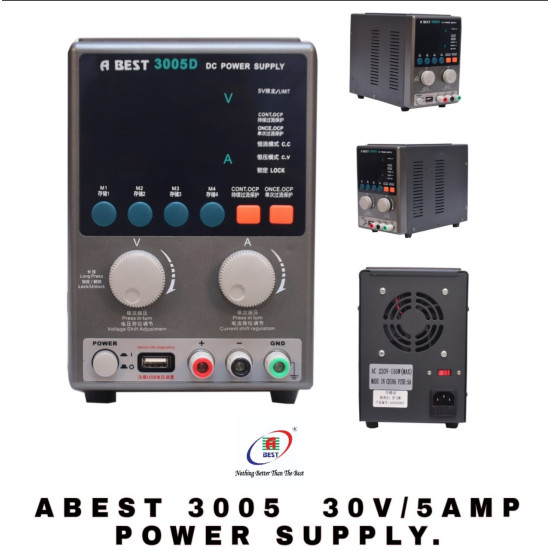 ABEST 3005D ADJUSTABLE DIGITAL DC POWER SUPPLY WITH SHORT KILLER WITH MEMORY OPTION ( 30V~5A )