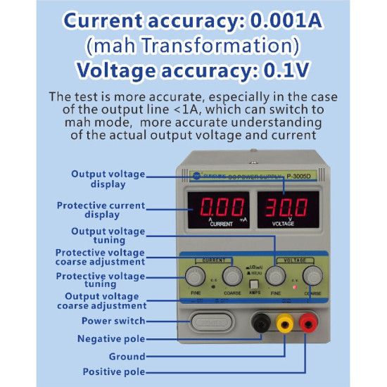 SUNSHINE 30V 5A DC POWER SUPPLY P-3005D DIGITAL PROGRAMMABLE ADJUSTABLE