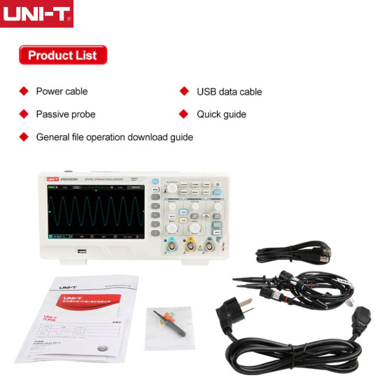 UNI-T UTD2102CEX+ 100MHZ DUAL-CHANNEL DIGITAL STORAGE OSCILLOSCOPE WITH 8-INCH COLOR LCD DISPLAY - 1GSA/S SAMPLING RATE