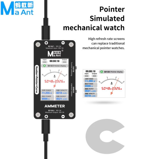 MaAnt DL-02 INTELLIGENT NUMBER/POINTER/CURVE AMMETER FOR MOTHERBOARD CURRENT VOLTAGE DETECTION