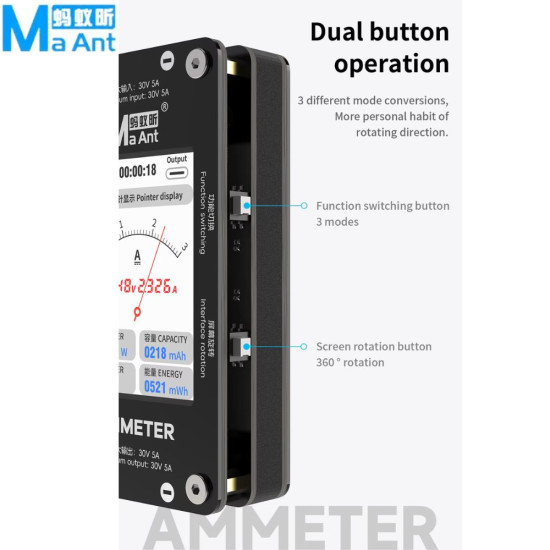 MaAnt DL-02 INTELLIGENT NUMBER/POINTER/CURVE AMMETER FOR MOTHERBOARD CURRENT VOLTAGE DETECTION