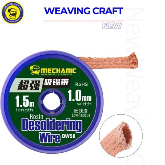 MECHANIC DW50 LOW RESIDUE ULTRA-POWERFUL DESOLDERING WIRE FOR MOBILE PHONE PCB BOARD REPAIR 