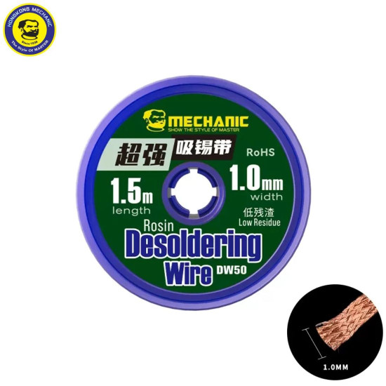 MECHANIC DW50 LOW RESIDUE ULTRA-POWERFUL DESOLDERING WIRE FOR MOBILE PHONE PCB BOARD REPAIR 