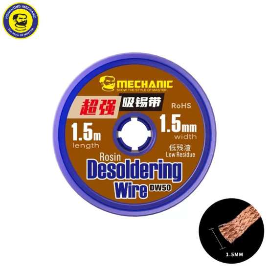 MECHANIC DW50 LOW RESIDUE ULTRA-POWERFUL DESOLDERING WIRE FOR MOBILE PHONE PCB BOARD REPAIR