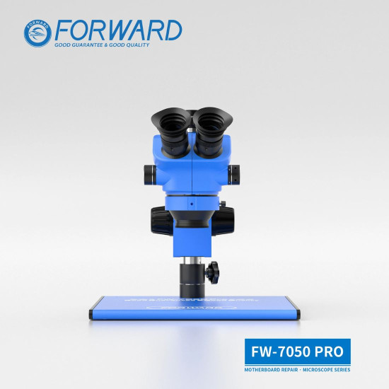 FORWARD FW-7050 PRO 7X-50X SYNCHRONOUS ZOOM TRINOCULAR STEREO MICROSCOPE WITH ALUMINUM ALLOY BASE