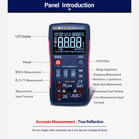 GSM SOURCES ZT-X MULTI-FUNCTIONAL HIGH-PRECISION INTELLIGENT DIGITAL MULTIMETER WITH 9999 COUNTS