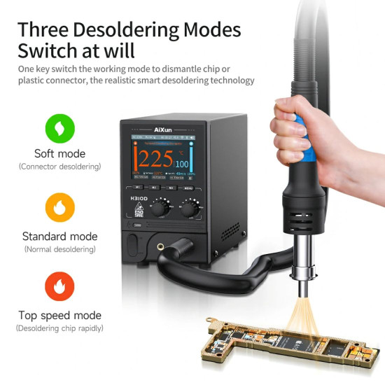 AIXUN H310D 1000W SEGMENTED INTELLIGENT DIGITAL DISPLAY HOT AIR GUN DESOLDERING STATION WITH 6 PCS NOZZLES