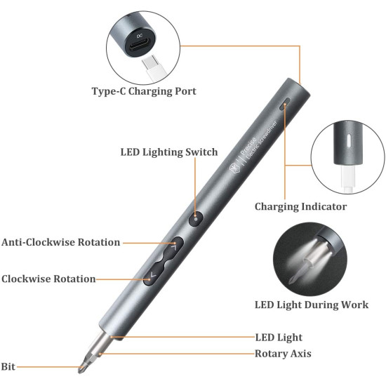 PRECISION ELECTRIC SCREWDRIVER - 28 IN 1 CORDLESS RECHARGEABLE SCREWDRIVER SETS MAGNETIC 