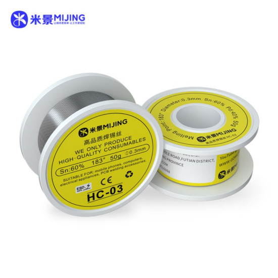 MIJING HC-03 High-Quality Solder Wire - 60/40 Tin Lead Rosin Core for Precision Electronics 