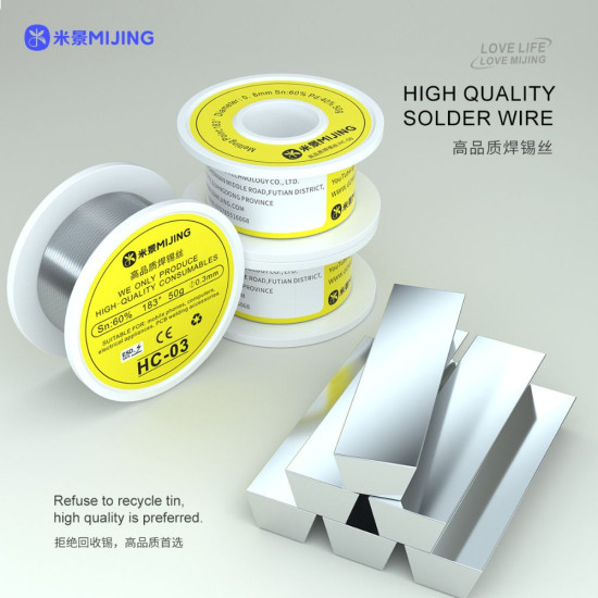 MIJING HC-03 High-Quality Solder Wire - 60/40 Tin Lead Rosin Core for Precision Electronics 