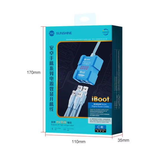 SUNSHINE IBOOT C HIGH VOLTAGE OUTPUT ANDROID MOBILE PHONE SERIES DIGITAL BOOT POWER CABLE - 8 VOLTS