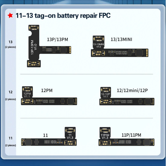 JCID V1SE EXTERNAL BATTERY TAG ON FPC FLEX CABLE FOR IPHONE 11 TO 14PRO MAX