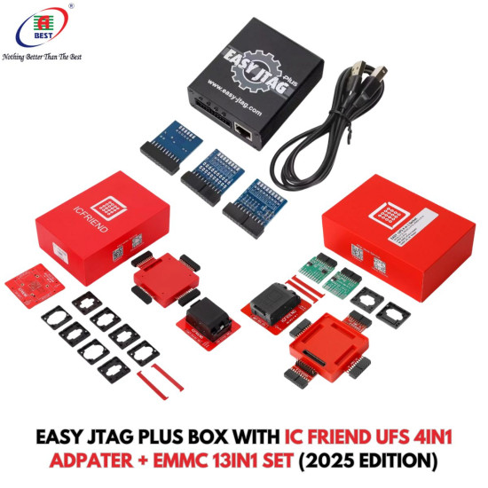 EASY JTAG PLUS BOX BLACK EDITION WITH 3 ISP ADAPTOR + IC FRIEND NB-UFS 4 IN 1 ADAPTER + IC FRIEND 13IN1 EMMC SET (2025 EDITION)