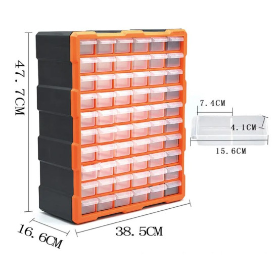 KAILIWEI K-504 MULTI FUNCTION STORAGE BOX WITH 60 DRAWERS FOR SPARE PARTS AND COMPONENTS 