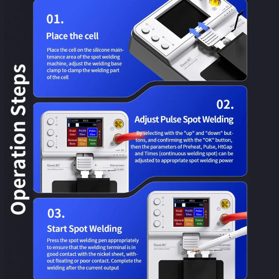 QIANLI MACARON MAX PORTABLE DOUBLE PULSE INTEGRATED BATTERY SPOT WELDING MACHINE WITH ANTI-SLIP SILICONE MAINTENANCE AREA