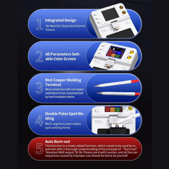QIANLI MACARON MAX PORTABLE DOUBLE PULSE INTEGRATED BATTERY SPOT WELDING MACHINE WITH ANTI-SLIP SILICONE MAINTENANCE AREA