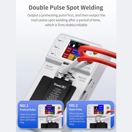 QIANLI MACARON MAX PORTABLE DOUBLE PULSE INTEGRATED BATTERY SPOT WELDING MACHINE WITH ANTI-SLIP SILICONE MAINTENANCE AREA