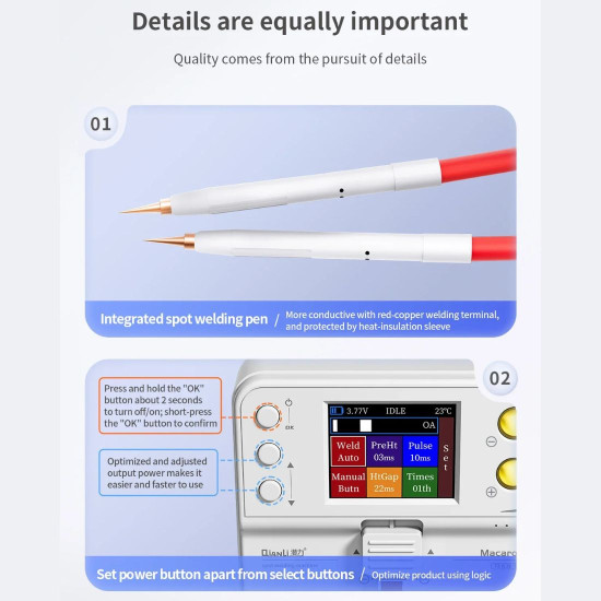 QIANLI MACARON MAX PORTABLE DOUBLE PULSE INTEGRATED BATTERY SPOT WELDING MACHINE WITH ANTI-SLIP SILICONE MAINTENANCE AREA