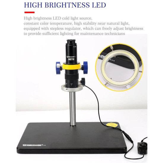 MECHANIC MC75L-B3 MONOCULAR 0.7-4.5X CONTINUOUS ZOOM SINGLE CYLINDER DESIGN MICROSCOPE WITH LED LIGHT