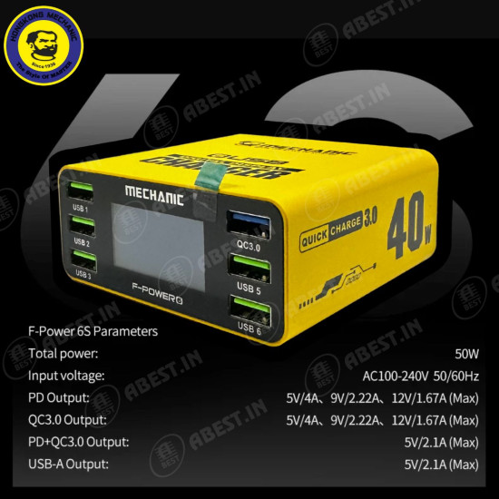Mechanic F-Power 6 (40W) Smart LCD‑Display Charging Station