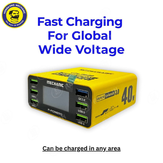 Mechanic F-Power 6 (40W) Smart LCD‑Display Charging Station