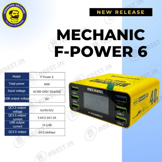 Mechanic F-Power 6 (40W) Smart LCD‑Display Charging Station Mechanic F-Power 6 (40W) Smart LCD‑Display Charging Station