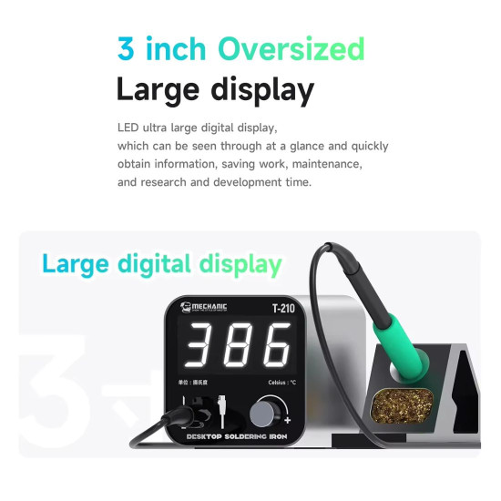 MECHANIC T210 INTELLIGENT LED DIGITAL DISPLAY DESKTOP SOLDERING IRON WITH SHORT CIRCUIT PROTECTION