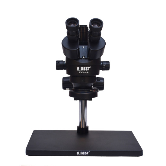 ABEST K-470 AIR 2 WITH BIG STAND 7X-45X TRINOCULAR STEREO MICROSCOPE WITH CAMERA OPTION WITH LED ADJUSTABLE LIGHT - BLACK COLOUR