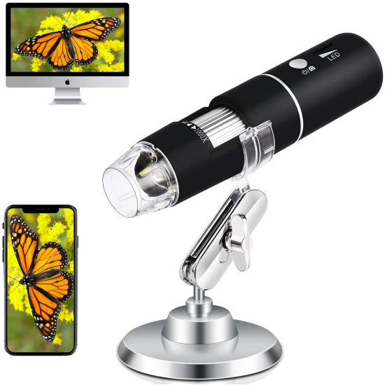 DIGITAL MICROSCOPE 1000X MAGNIFIER CAMERA 8-LED WITH STAND