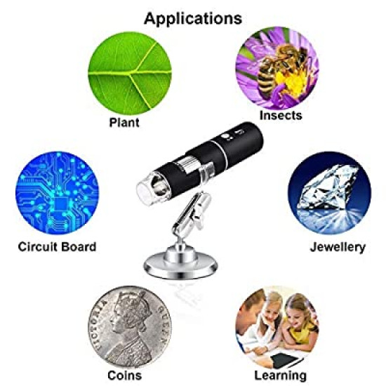 DIGITAL MICROSCOPE 1000X MAGNIFIER CAMERA 8-LED WITH STAND