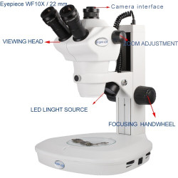 GSM SOURCES 4X-100X STEREO MICROSCOPE WF10X/22 EYEPIECES MOBILE PHONE REPAIR MICROSCOPE UPPER AND LOWER LED LIGHT SOURCE