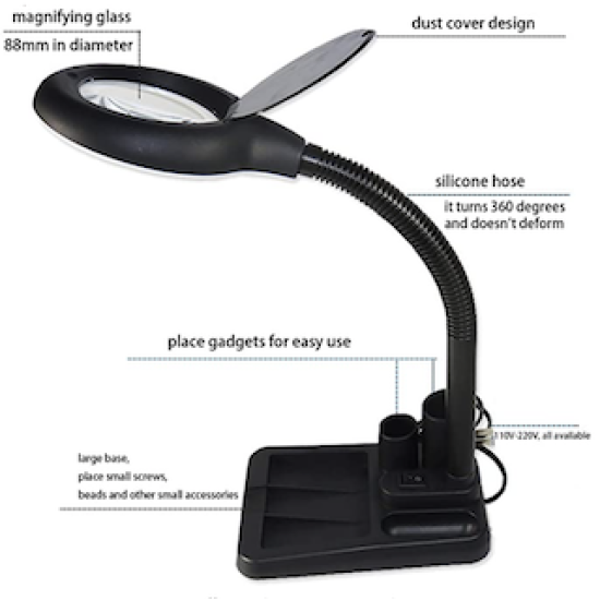 KAISI L808 DESK MAGNIFIER STAND WITH LED LIGHT FOR SOLDERING / PCB REPAIR 