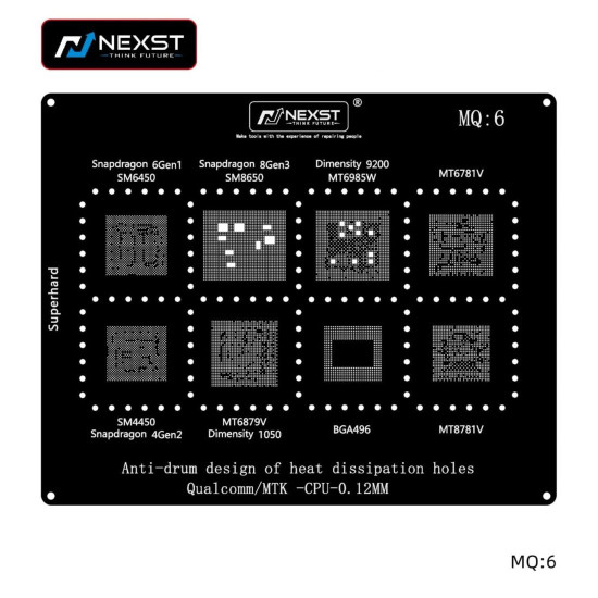 NEXST MQ 6 BLACK QUALCOMM/MTK POWER IC REWORK REBALLING STENCILS - 0.12MM