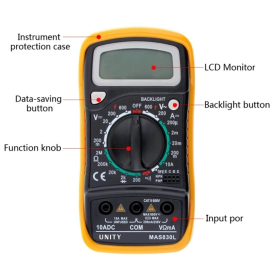 UNITY MAS830L DIGITAL HANDHELD MULTIMETER