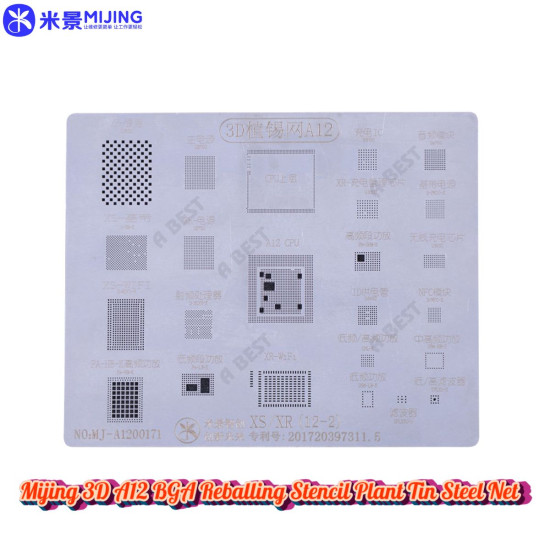Mijing 3D A12-2 BGA Reballing Stencil for Apple iPhone XS / XR Mijing 3D A12-2 BGA Reballing Stencil for Apple iPhone XS / XR