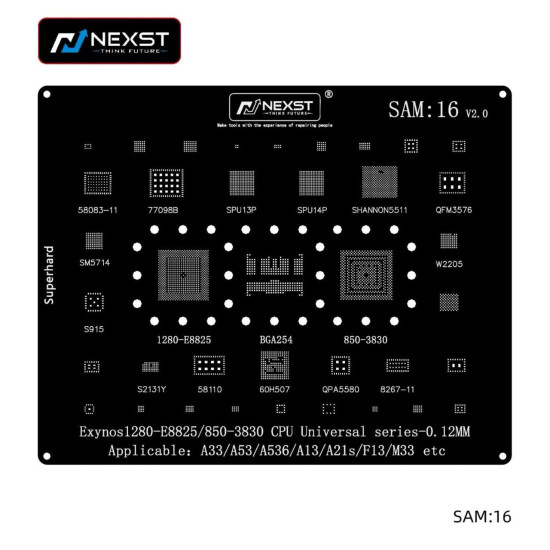 NEXST SAM-16 BLACK CPU BGA REWORK REBALLING STENCIL 0.12MM