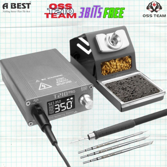 OSS TEAM T210 PRO DIGITAL DISPLAY ADJUSTABLE SOLDERING STATION WITH 3 BITS (I/IS/K)