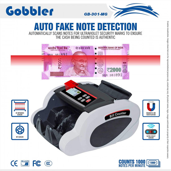 GOBBLER PX-301 NOTE COUNTING MACHINE WITH FAKE DETECTION | COUNTS ALL NEW & OLDS NOTES