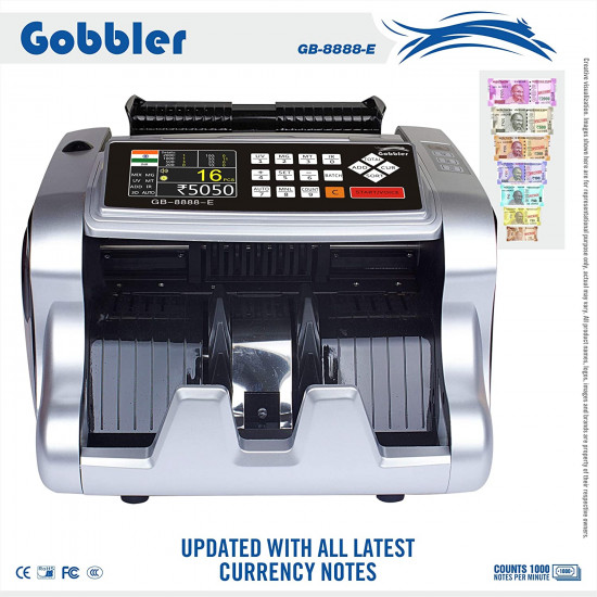 GOBBLER GB-8888-E MIX NOTE VALUE COUNTING BUSINESS-GRADE MACHINE FULLY AUTOMATIC CASH COUNTER WITH FAKE DETECTION