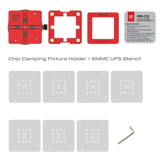 MARTVIEW RB-03 MULTI-FUNCTIONS AUTOMATIC POSITIONING UNIVERSAL BGA REBALLING STATION HOLDER TEMPLATE WITH 36 PCS STENCILS