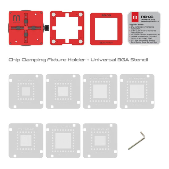 MARTVIEW RB-03 MULTI-FUNCTIONS AUTOMATIC POSITIONING UNIVERSAL BGA REBALLING STATION HOLDER TEMPLATE WITH 36 PCS STENCILS